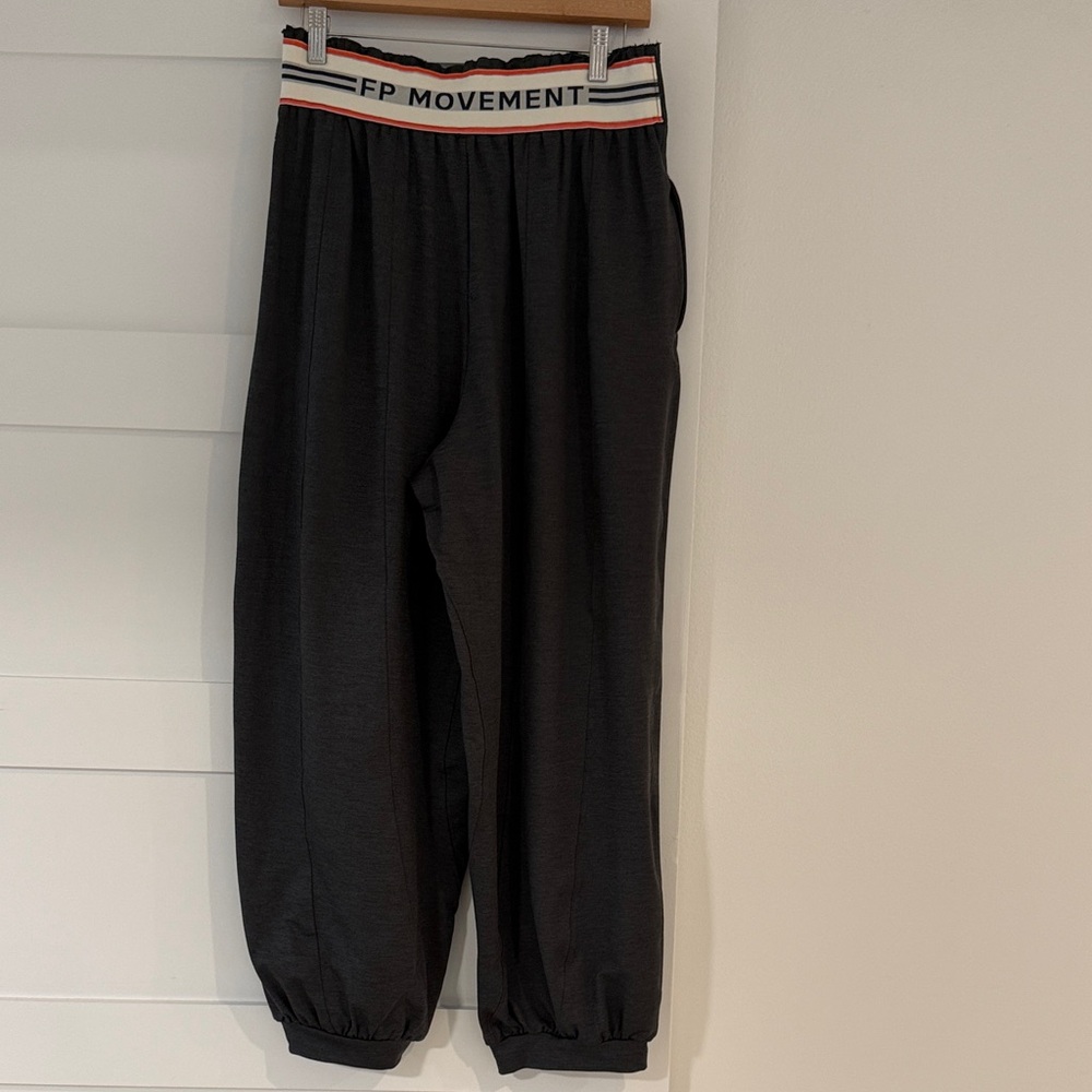 Free People Black Jogger Pants with Stripe Waistband